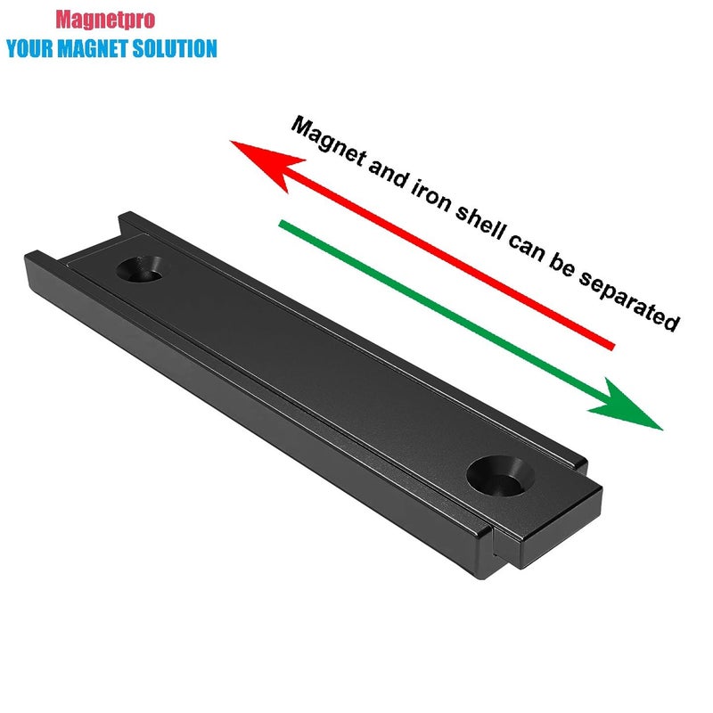 Magnetpro Rectangular Magnets 80 LBS Force Size 2.36" x 0.53" x 0.20" Black Epoxy Coating Rust Resistance, Suitable for Outdoor Area, Household and Industrial Pot Magnet with Screws Pack of 8 - Image 4